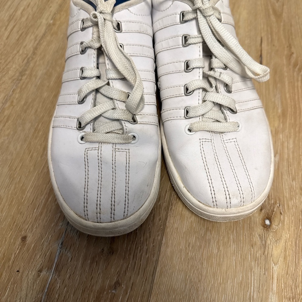 K-Swiss White Leather Sneakers Women’s 7 Classic Court Lace Up Shoes - Picture 4 of 10